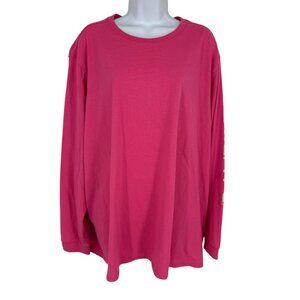 Carhartt Womens Loose Fit Long-Sleeve Logo Shirt Pink Size 3X